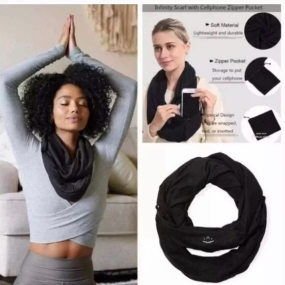 NWT Beyond Yoga Pocket Infinity Scarf Black - Picture 6 of 8